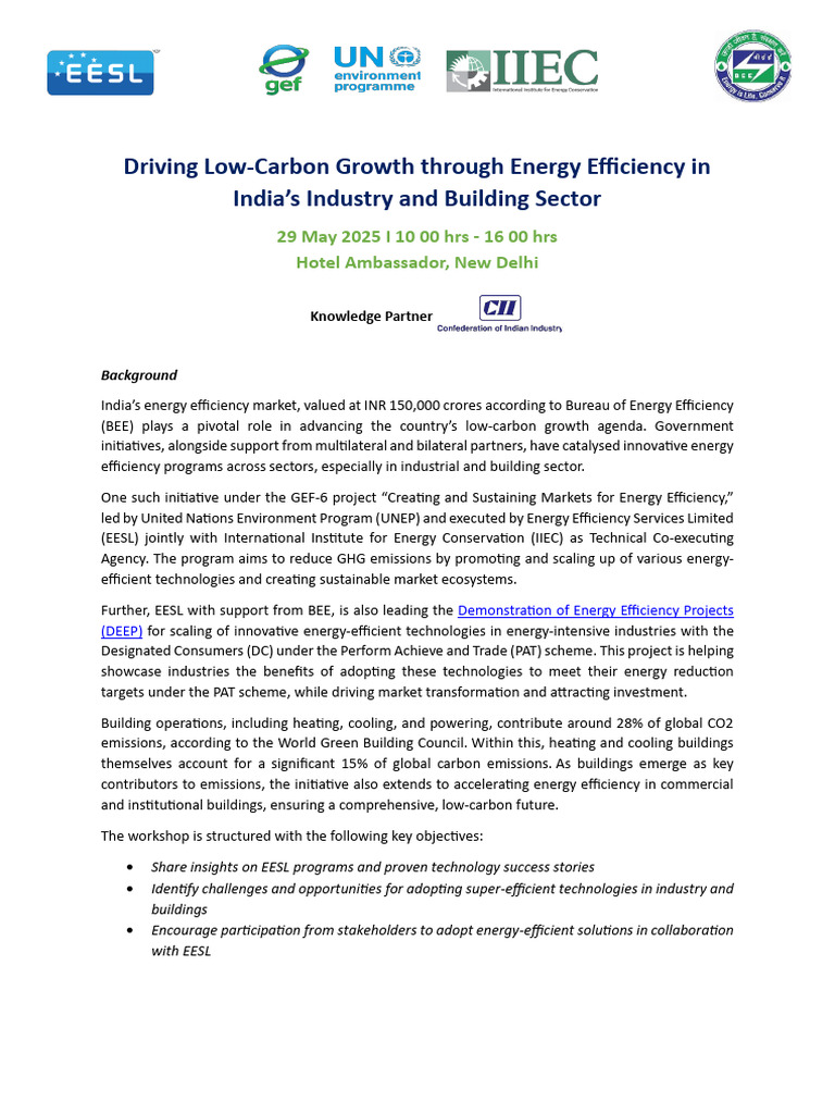 Energy Efficiency for Low-Carbon Growth | PDF | Efficient Energy Use ...