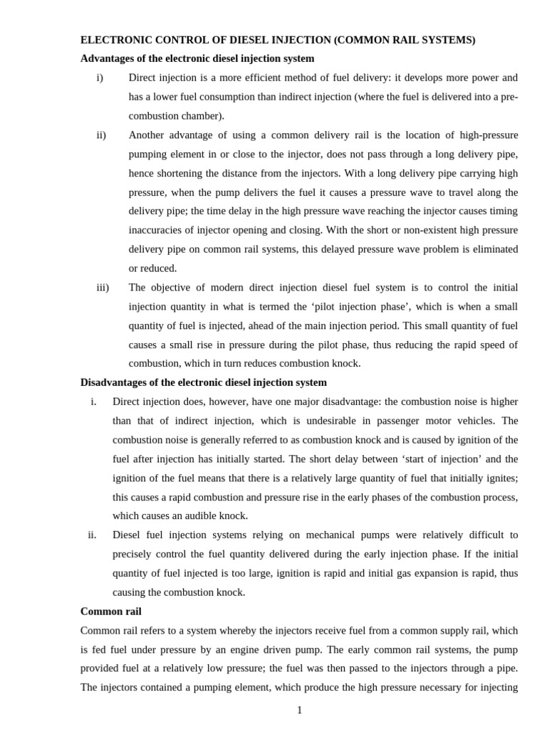 Electronic Control of Common Rail Diesel | PDF | Fuel Injection ...