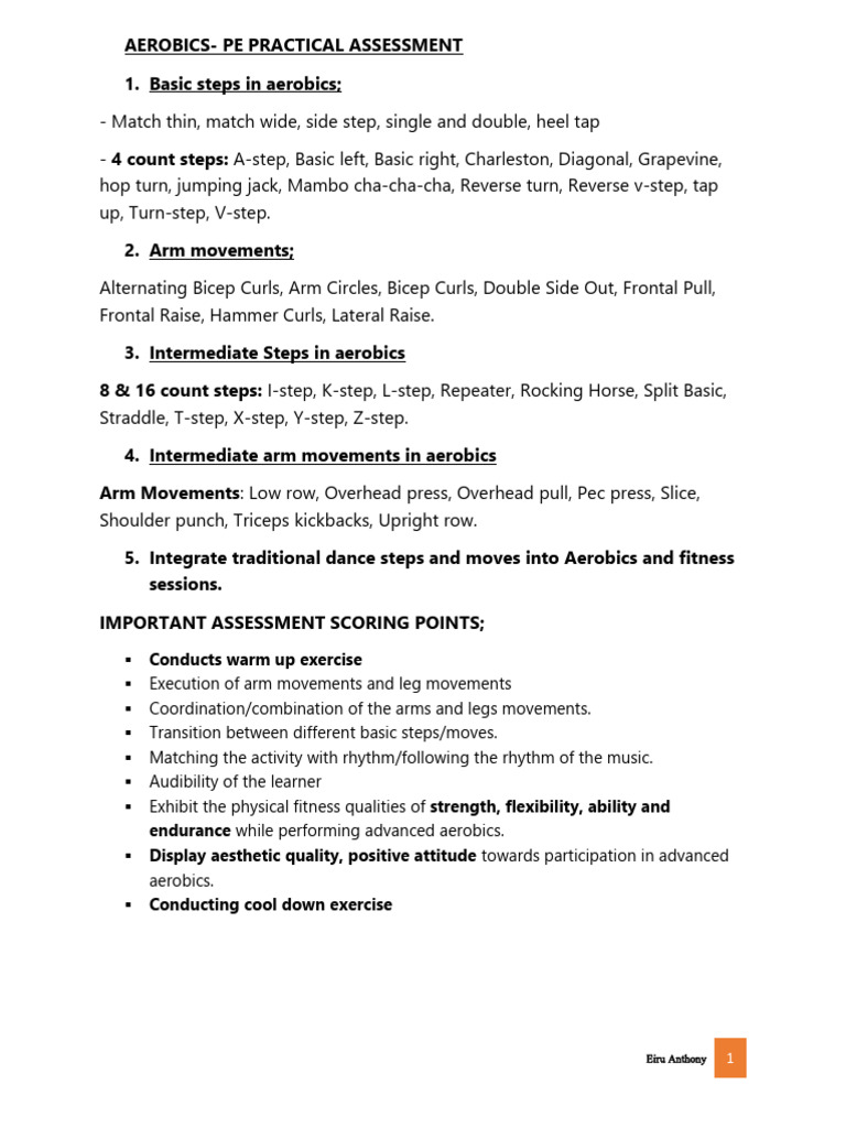 Aerobics Practical Assessment Guide | PDF
