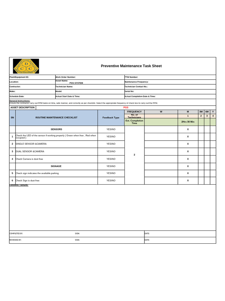 PPM Maintenance Checklist Template | PDF | Power Supply | Computer ...
