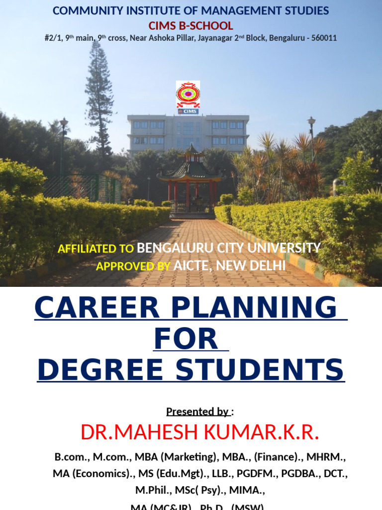 Career Planning for Degree Students at CIMS | PDF | Master Of Business ...