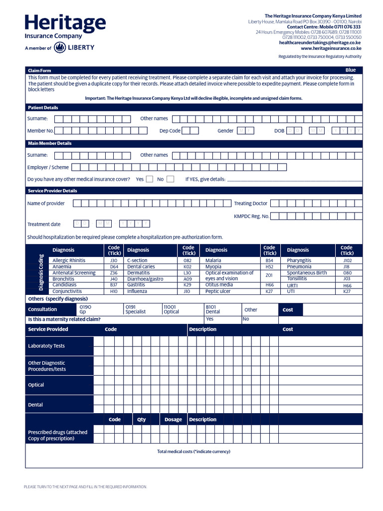 Heritage Insurance Claim Form | PDF | Health Care | Medicine