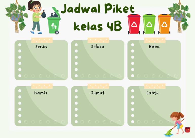 Hijau Dan Putih Ilustrasi Jadwal Pelajaran A4 | PDF