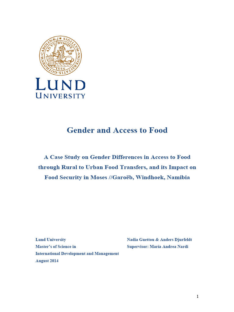 Gender and Access To Food | PDF | Food Security
