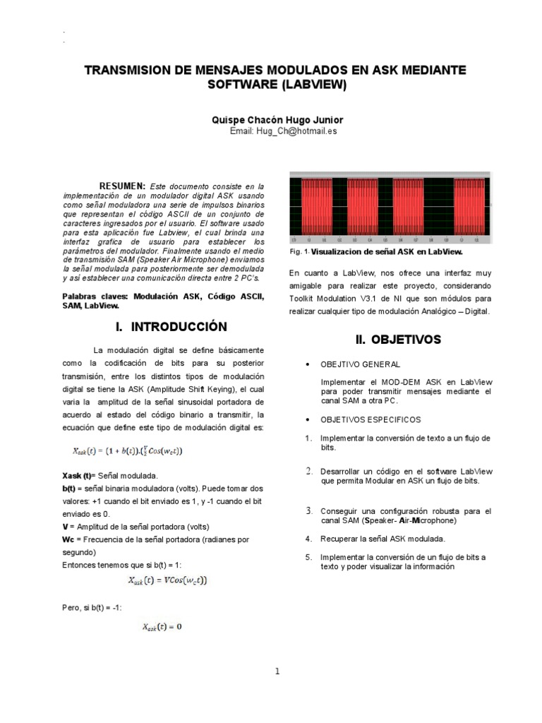 Modulacion ASK Implementado en LabVIEW | PDF | Modulación | Ascii