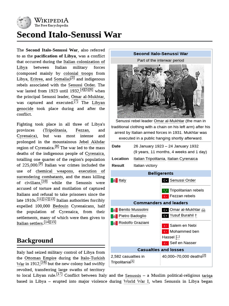 Second Italo-Senussi War | PDF