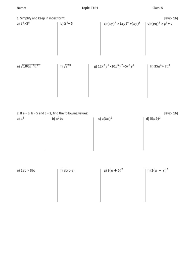 Class 5 Math Simplification Exercises | PDF