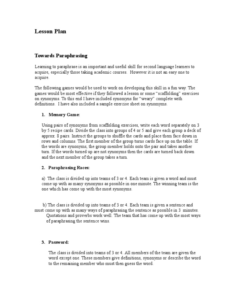 Towards Paraphrasing Description Of Games