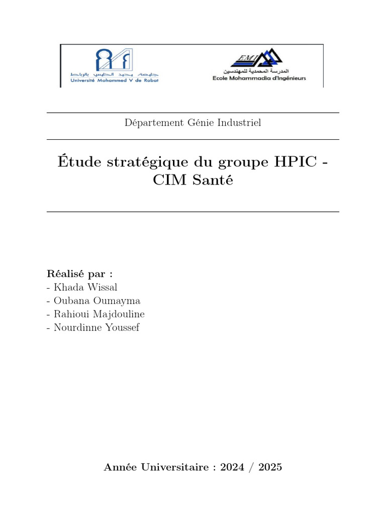 Conclusion sur l'étude stratégique HPIC | PDF | Coût de la vie ...