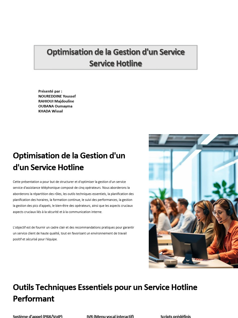 Optimisation de La Gestion Dun Service Hotline | PDF | Serveur vocal ...