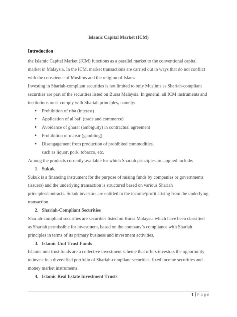 Islamic Capital Market | PDF | Islamic Banking And Finance | Investing