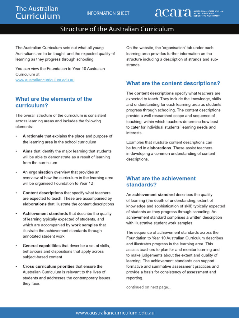 Overview of the Australian Curriculum | PDF | Curriculum | Teachers