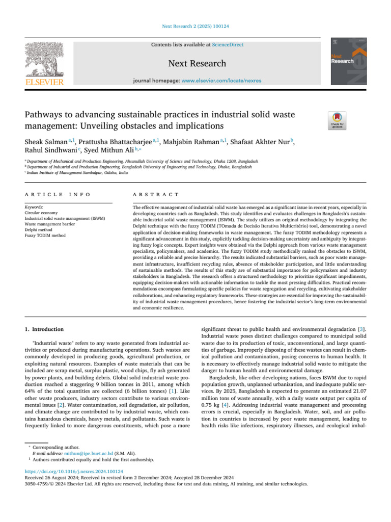 Pathways To Advancing Sustainable Sustainable Practices in Industrial ...