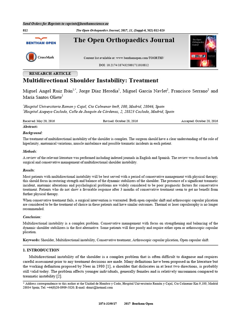 Multidirectional Shoulder Instability Treatment | PDF | Anatomical ...
