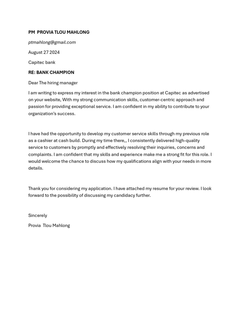 Document cover letter | PDF