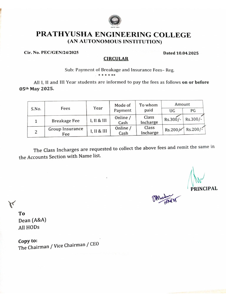 Payment of Breakafe and Insurance Fees | PDF