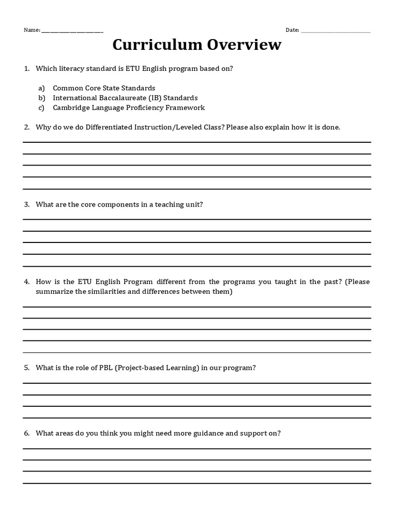 ETU English Program Curriculum Overview | PDF