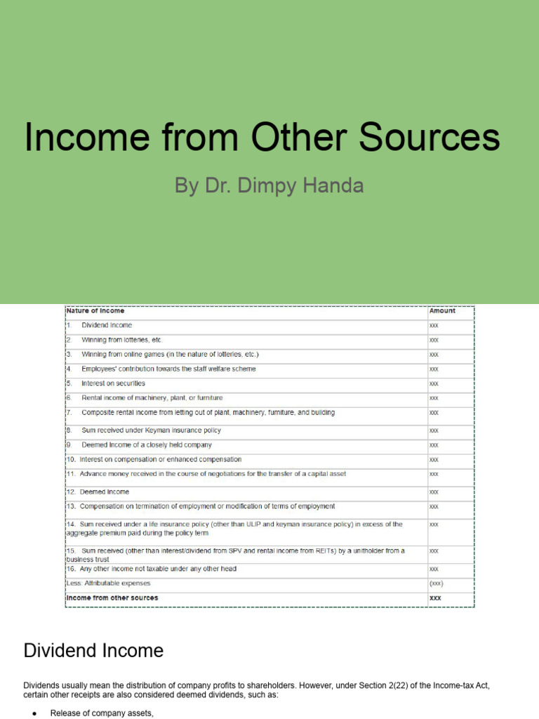 Income From Other Sources | PDF | Dividend | Taxes