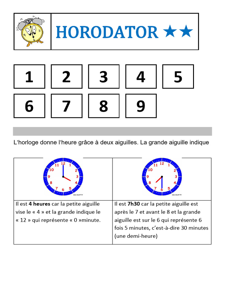 Comprendre l'heure: 7h30 expliquée | PDF