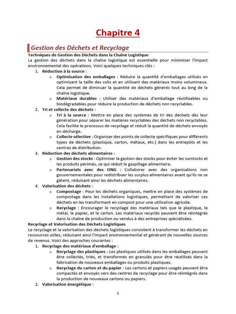 Gestion des Déchets et Recyclage Logistique | PDF | Gestion des déchets ...