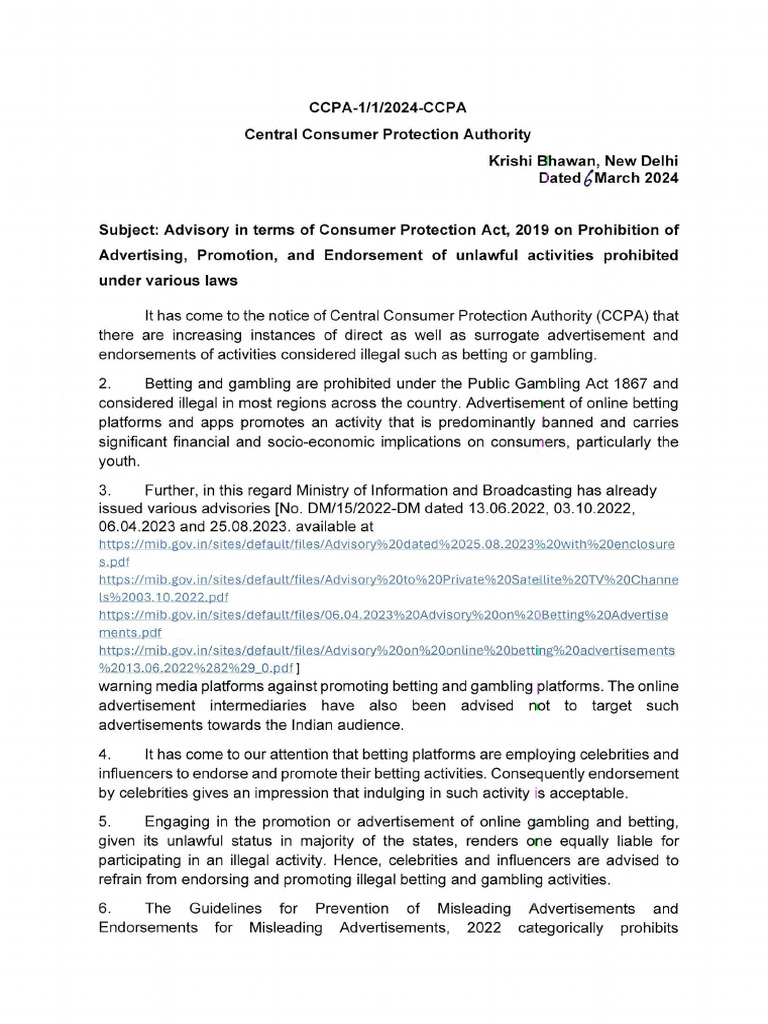 CCPA Advisory on Misleading Ads 2024 | PDF | Public Sphere | Justice