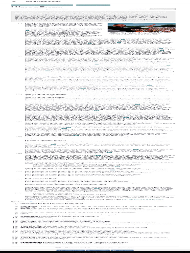 Martin Luther King Jr.'s Dream Speech | PDF
