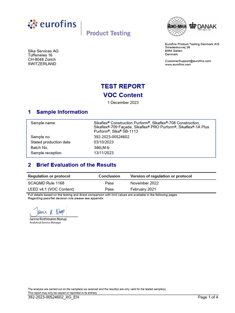 VOC Emission Test Report Summary | PDF | Volatile Organic Compound ...