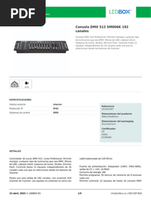 Consola DMX 512 SM006K 192 Canales | PDF | Bienes manufacturados
