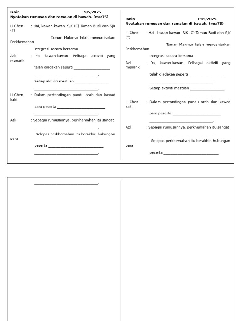 Latihan BM TH 6 Ms 75 | PDF