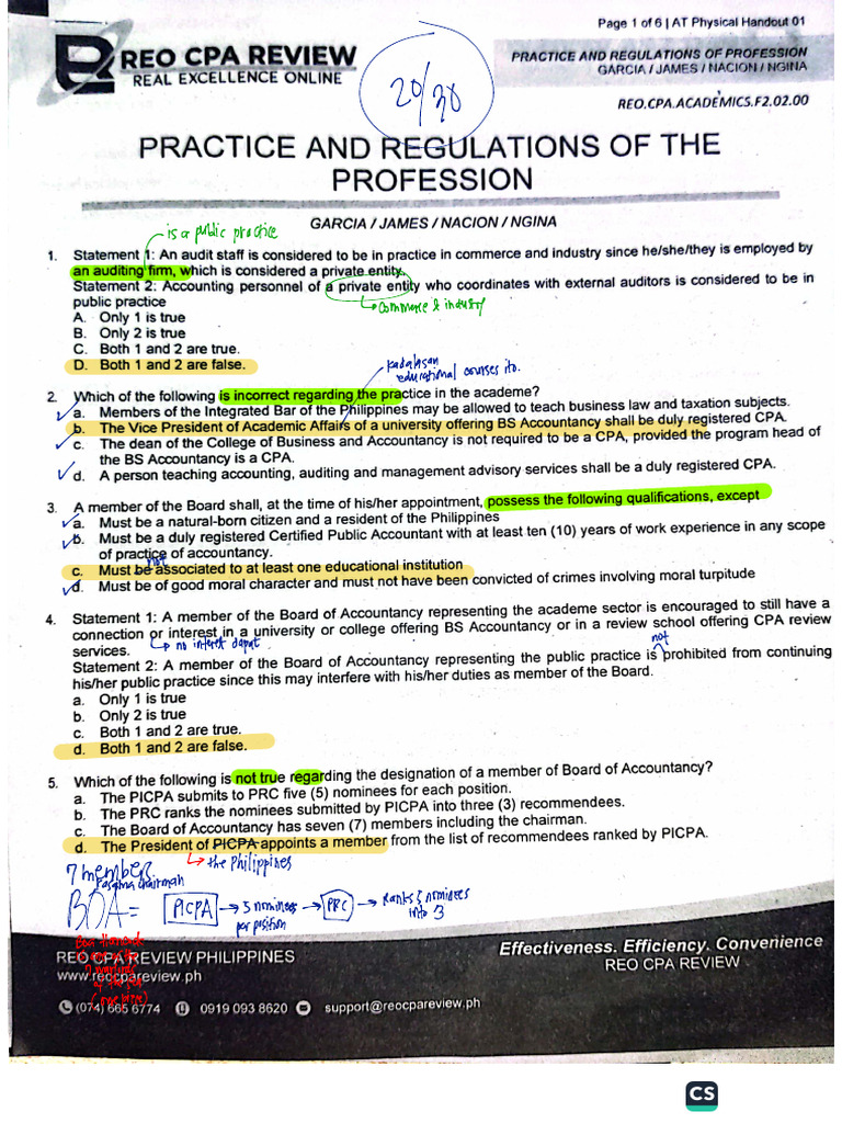 At 01 Practice & Regulation of Professiona | PDF
