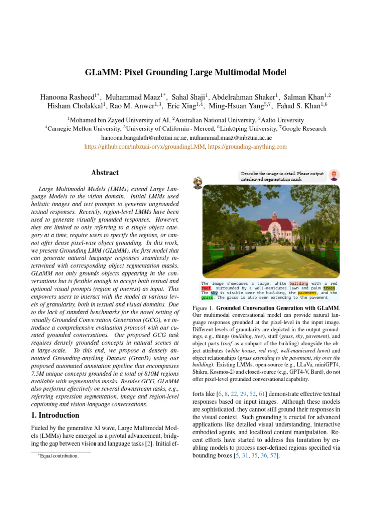GLaMM: Pixel Grounding Multimodal Model | PDF | Image Segmentation ...