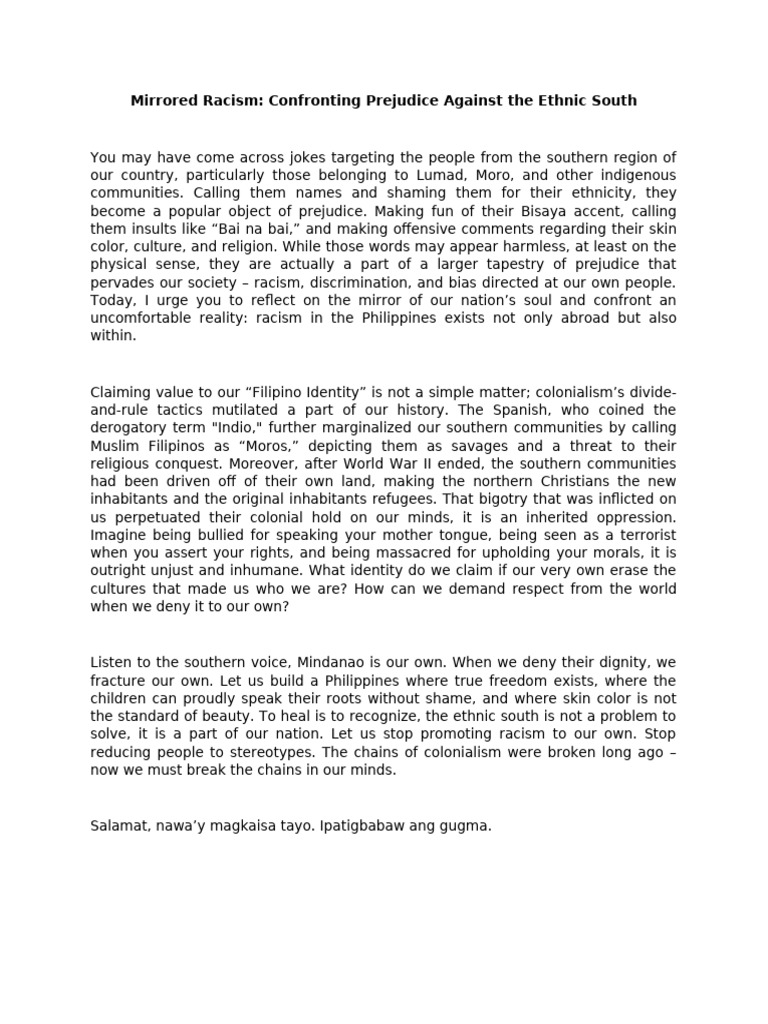 Confronting Racism in the Philippines | PDF | Racism | Discrimination ...