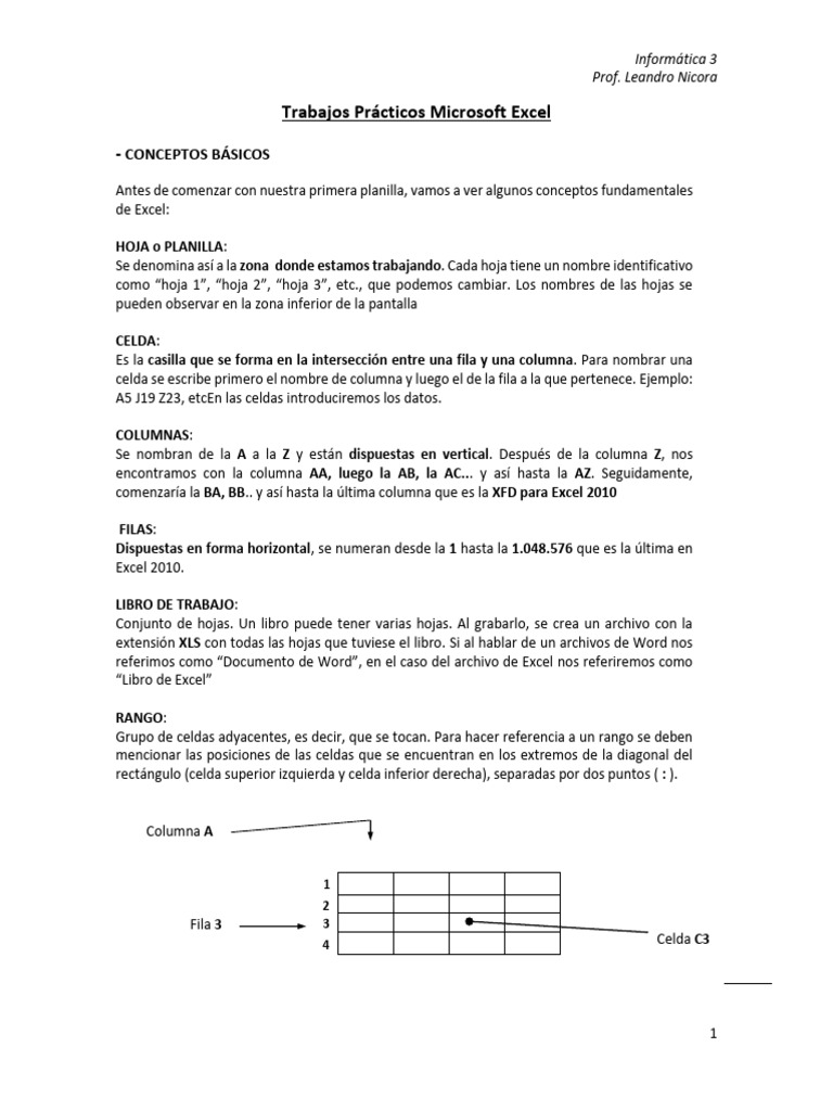 Conceptos Básicos de Microsoft Excel | PDF | Microsoft Excel | Matemáticas