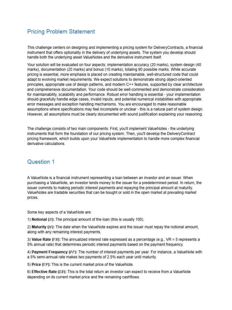 Delivery Contract Pricing System Design | PDF | Interest | Derivative ...