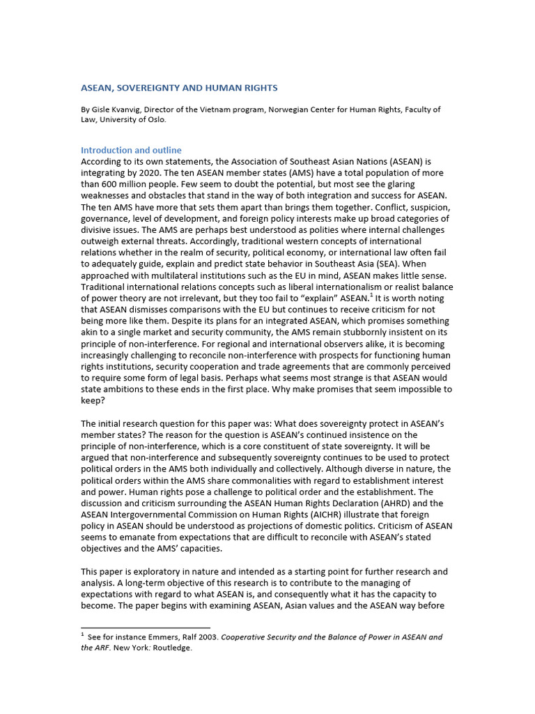 ASEAN Sovereignty and Human Rights Issues | PDF | Human Rights ...