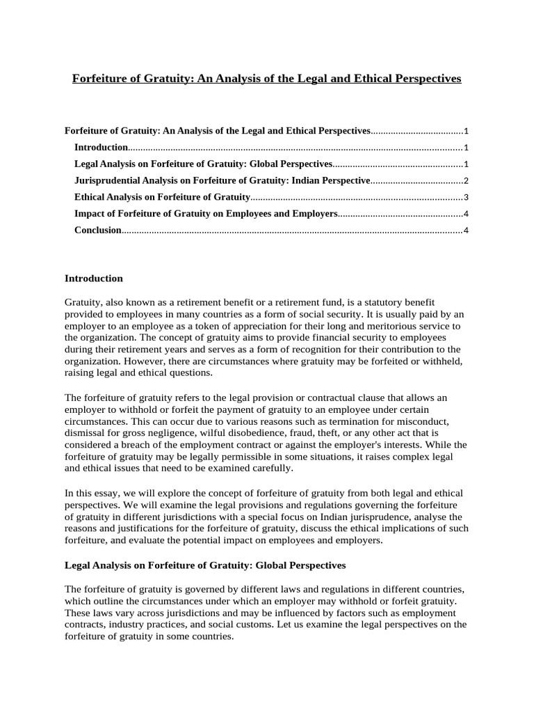 Gratuity Forfeiture: Legal & Ethical Insights | PDF | Employment | Justice
