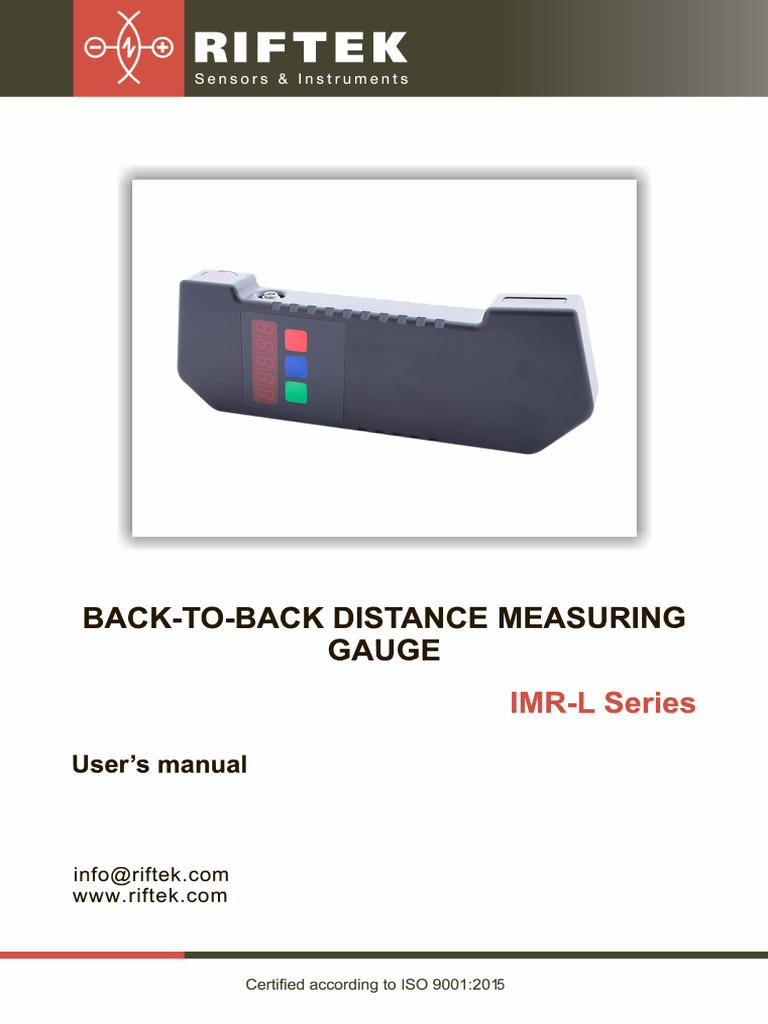 Back-to-Back Distance Gauge Manual | PDF | Calibration | Metrology