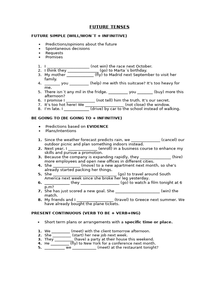 Future Tenses in English Grammar | PDF | Linguistics | Grammar
