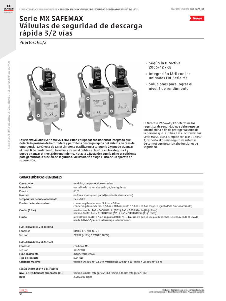 Válvulas de Seguridad 3/2 Vías Serie MX | PDF