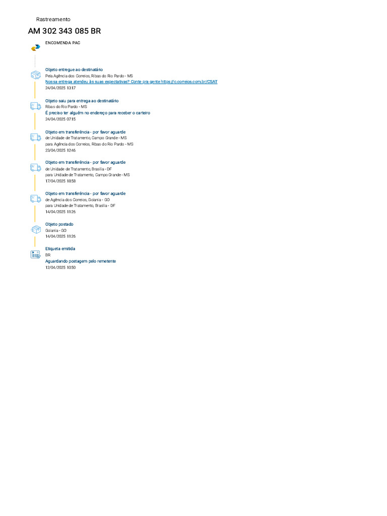 Rastreamento de Encomenda PAC BR | PDF