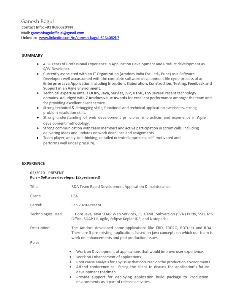 Ganesh Bagul Java 4 Years | PDF | Java (Programming Language ...