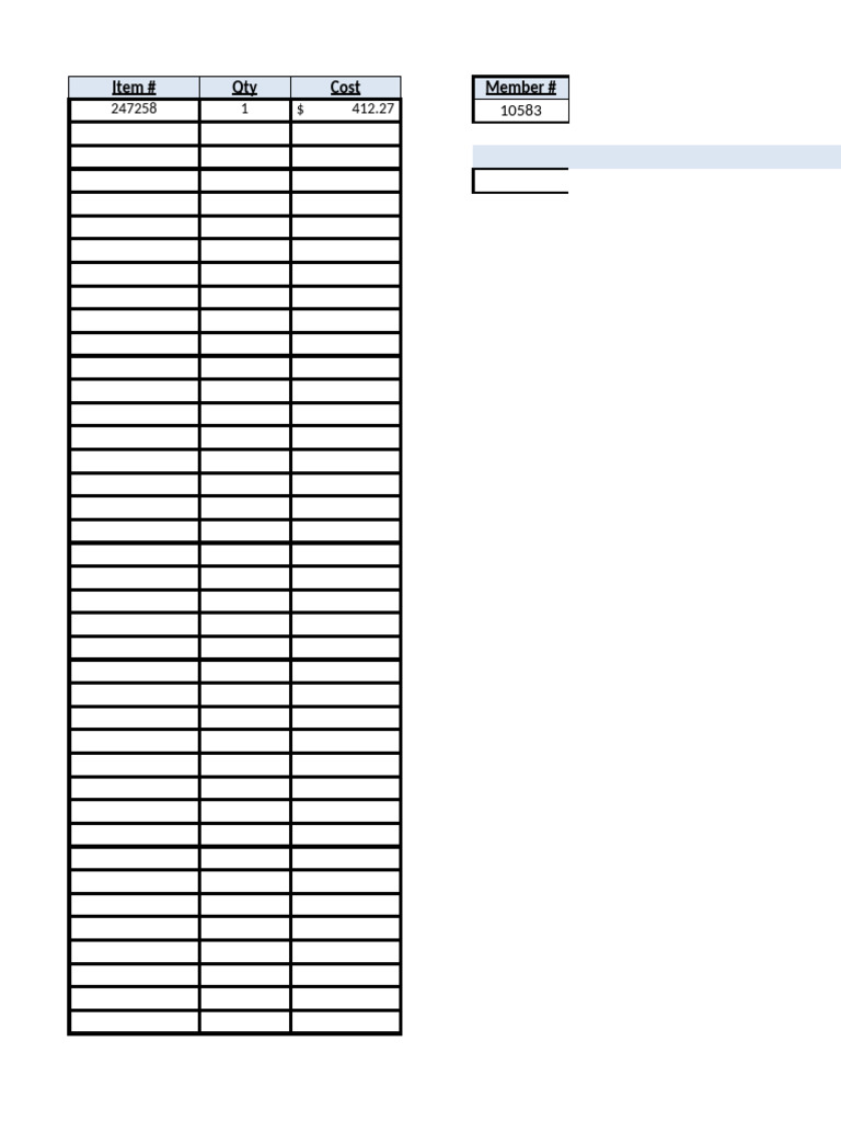 Cost Breakdown for Member #10583 | PDF