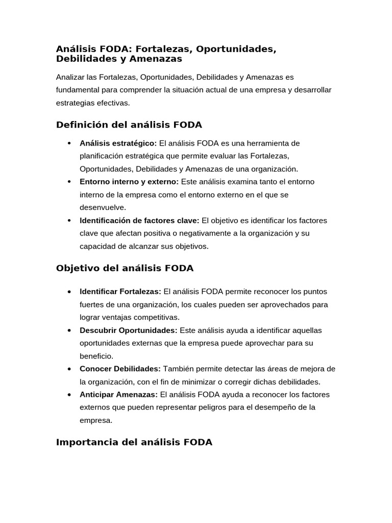 Análisis FODA: Estrategias y Beneficios | PDF | Análisis FODA | Economias