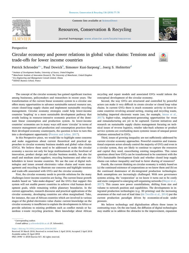 Circular Economy and Power Relations in Global Value Chains | PDF ...