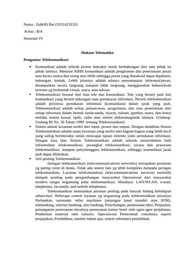 Konvergensi Telekomunikasi dan Telematika | PDF