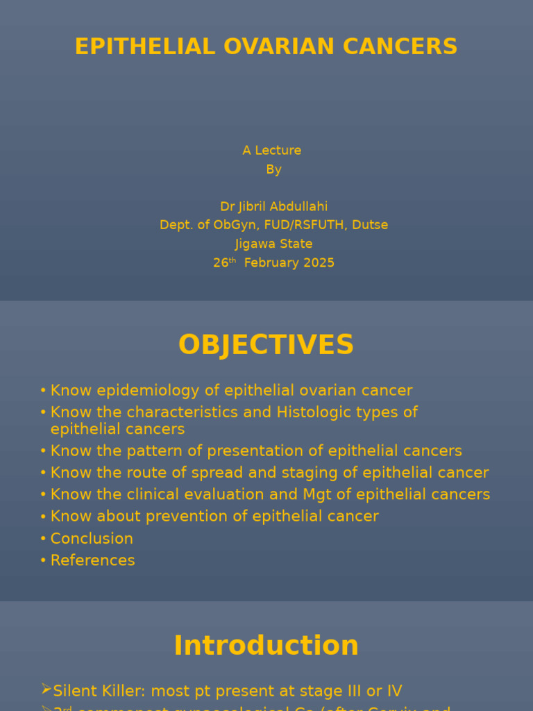 Epithelial Ovarian Cancer Overview | PDF | Ovarian Cancer | Peritoneum