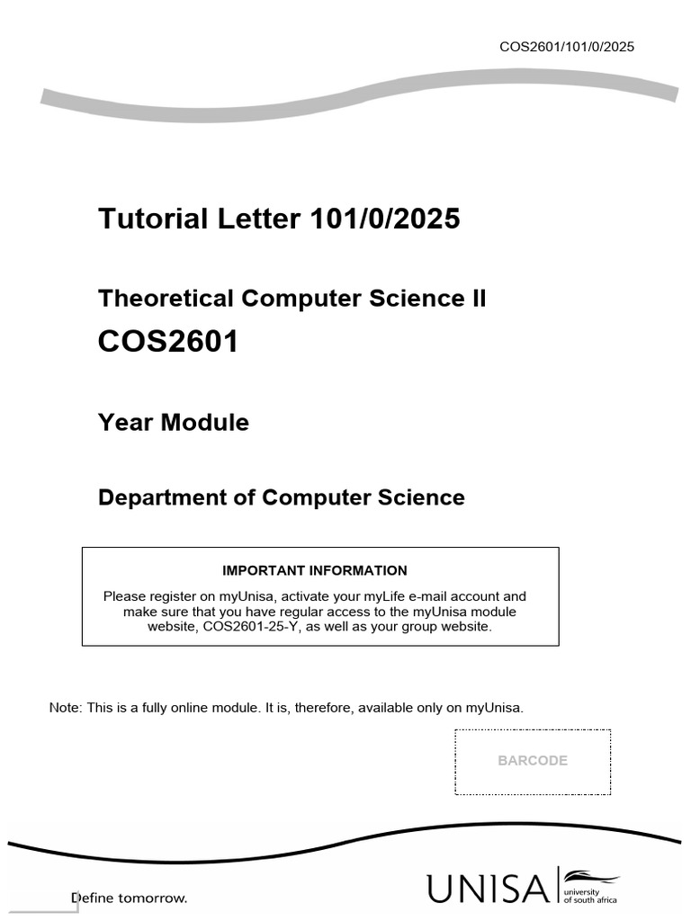 COS2601 Theoretical Computer Science II | PDF | Automata Theory ...