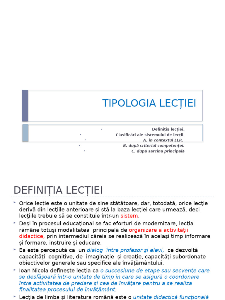 .Tipuri Lectii | PDF