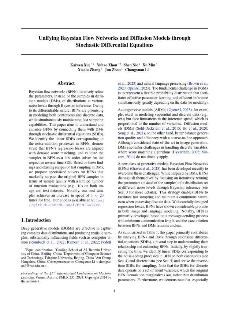 Unifying BFNs and DMs via SDEs | PDF | Stochastic Differential Equation ...