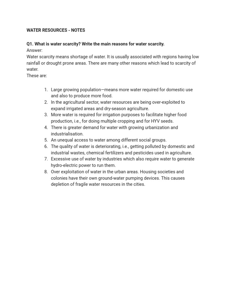 Understanding Water Scarcity and Conservation | PDF | Irrigation | River